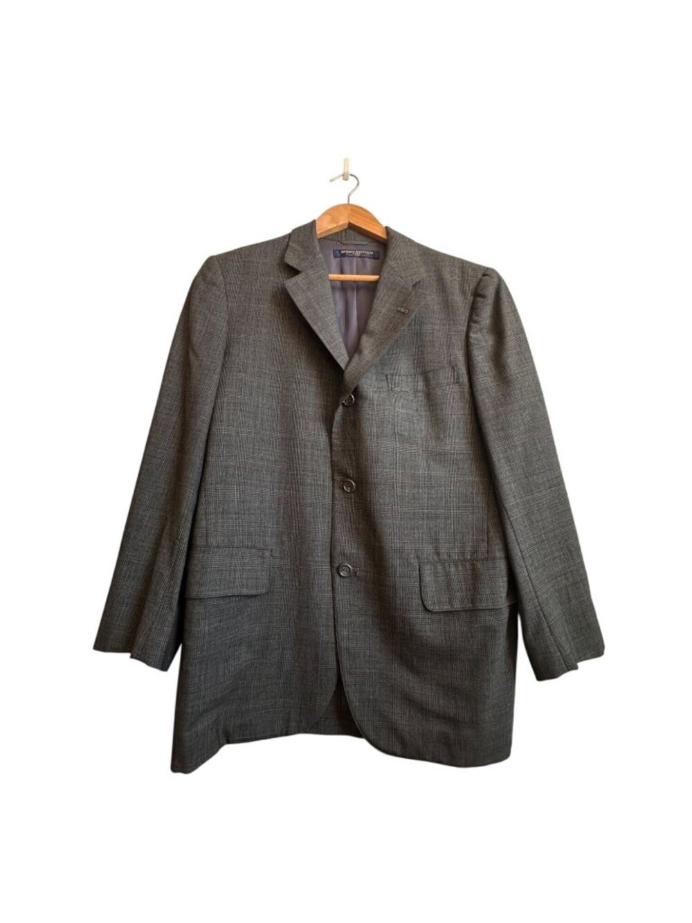 Vintage Brooks Brothers 346 Gray Glen Plaid Wool Sport Coat Blazer 90s